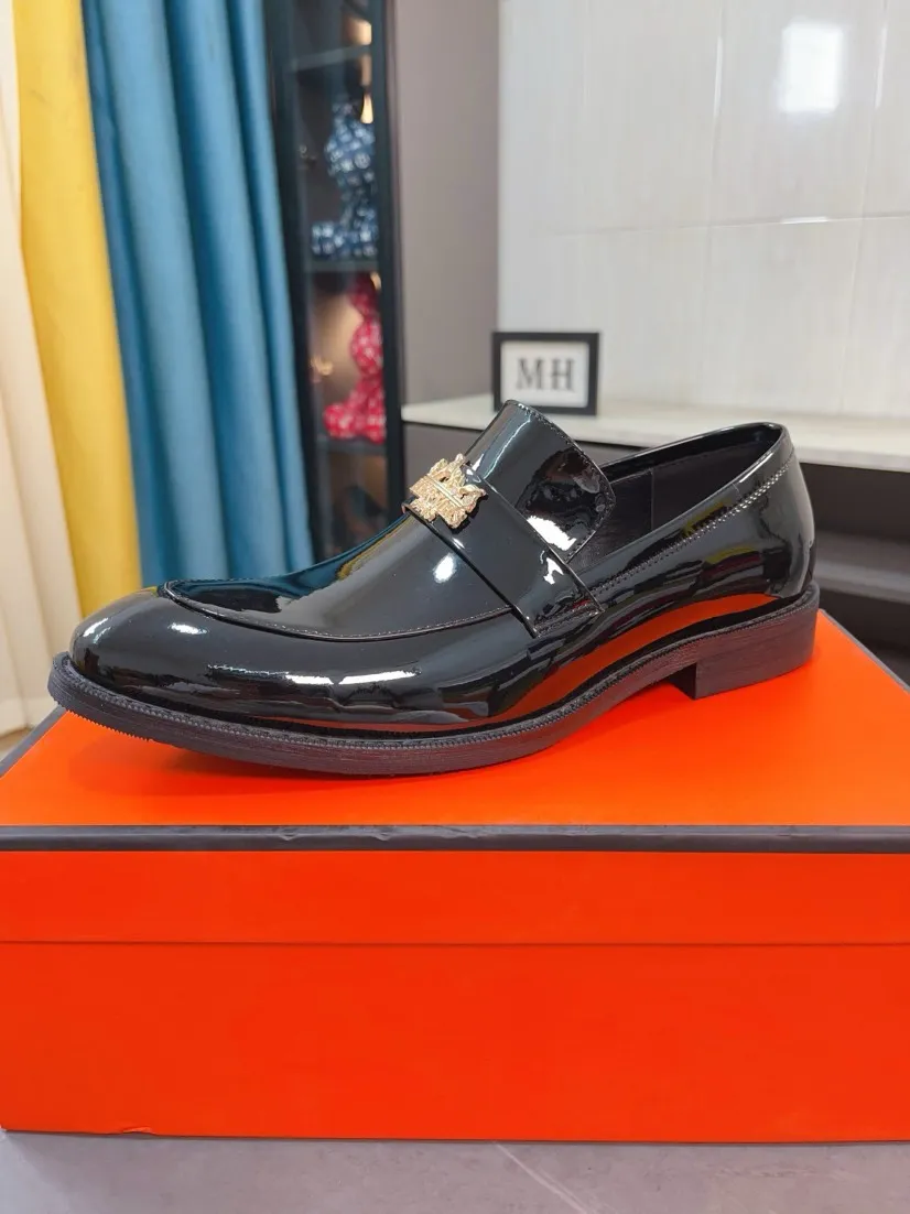 Men's shoes 💰500🌹🌹《HERMES》Hermès business leather shoes, original factory configuration, original imported open edge bead upper + luxury hardware logo + fully imported original customized sheepskin lining, sole: rubber wear-resistant outsole, difficult craftsmanship, original factory follow-up goods, 🔍🔍high quality code number: 38-44 45 can be customized